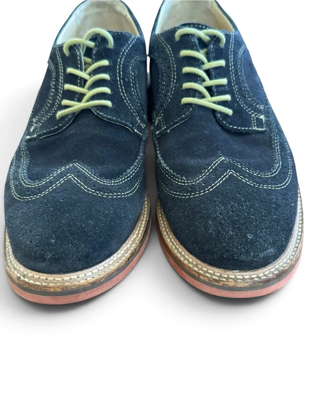 1901 Men's Navy Suede Wingtip Oxfords made in Brazil 9M